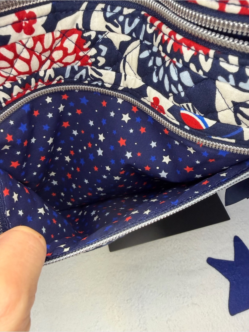 Vera Bradley Triple Zip Crossbody “Red, White, & Blossom” - Picture 4 of 6